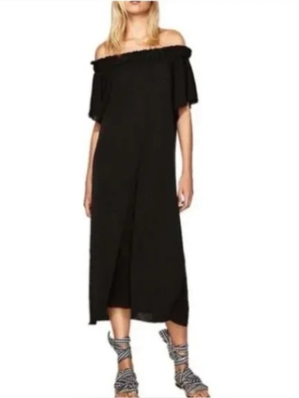 Brand New w Tags! ZARA Black Off the Shoulder Dress Size S